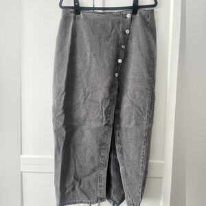 Zara Button Denim Midi Skirt